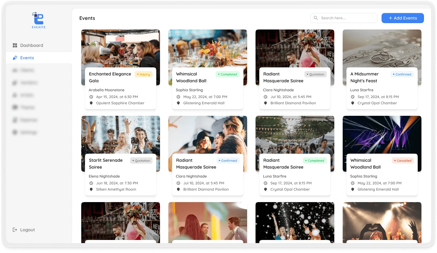 EveXite event operations command center — Interactive planning flows